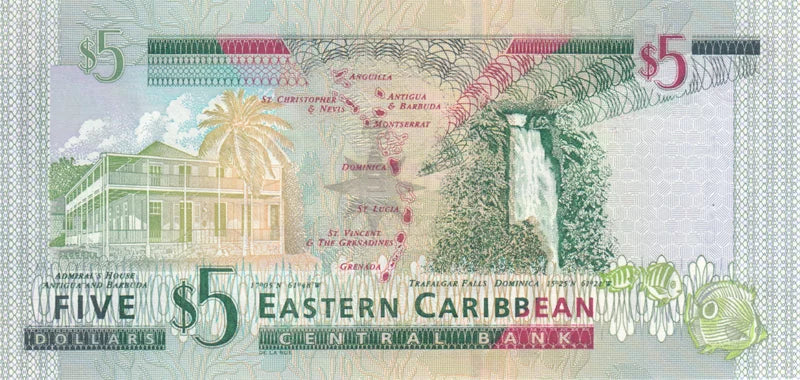 Billet de 5 dollars de Saint-Vincent-et-les-Grenadines, Reine, 2003