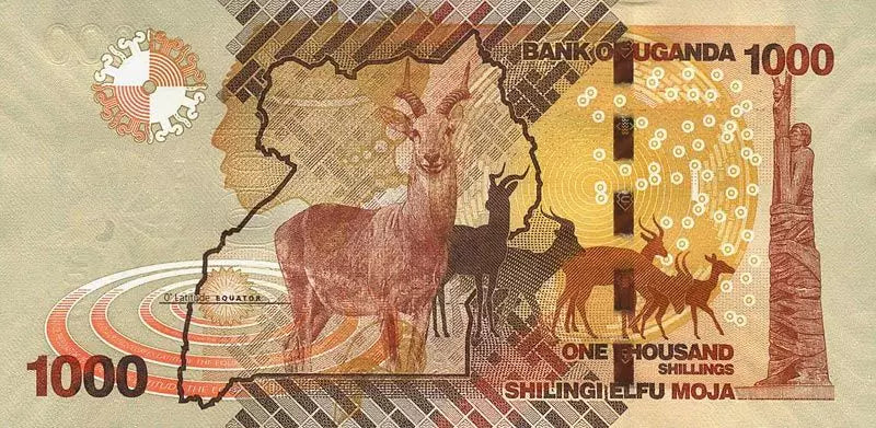 Billet de 1 000 shillings ougandais, Antilope herbeuse, 2021