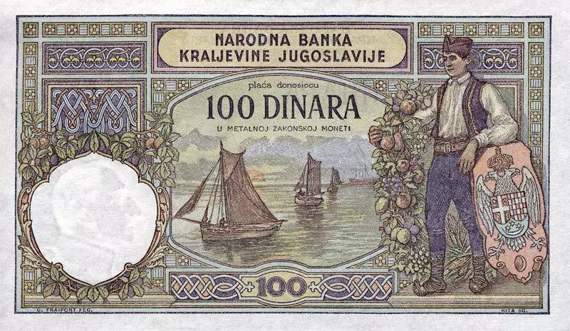 Billet de 100 Dinara Yougoslavie Serbie 1929