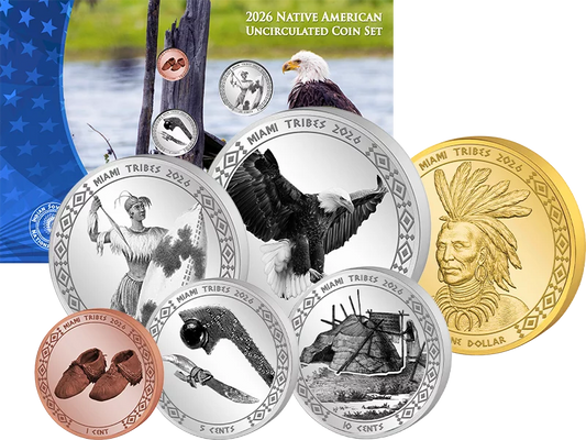 Série de pièces de monnaie amérindiennes de 1 cent à 1 dollar de Miami (2026)