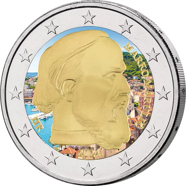 Pièce de 2 euros Croatie commémorant le 500e anniversaire de la mort de Marko Marulic en 2024 (application couleur)
