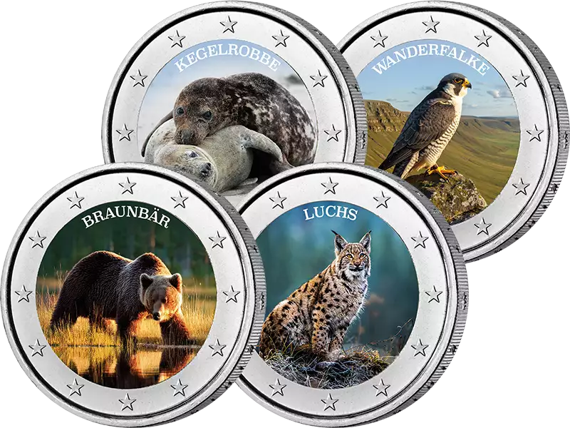 4 x 2 Euro Faune européenne 2026 avec application couleur