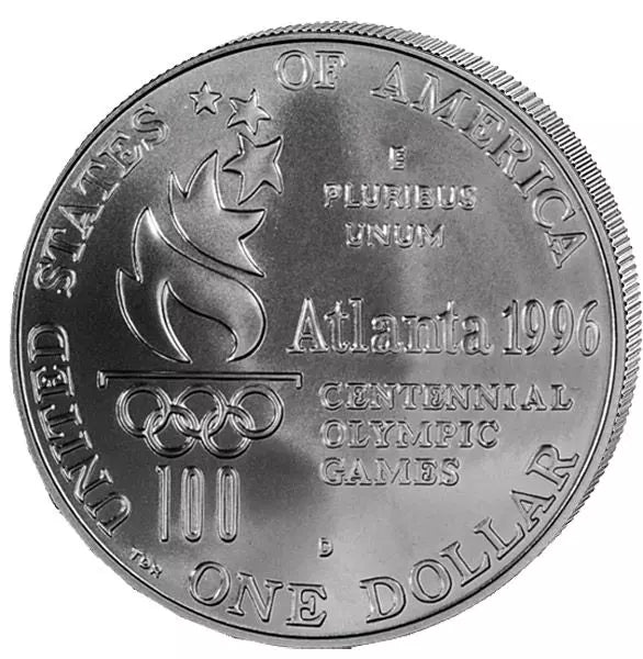 Pièce de 1 dollar des Jeux olympiques d'Atlanta, coureur en fauteuil roulant, 1996