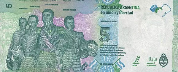 Billet de 5 Pesos Liberté Argentine 2015