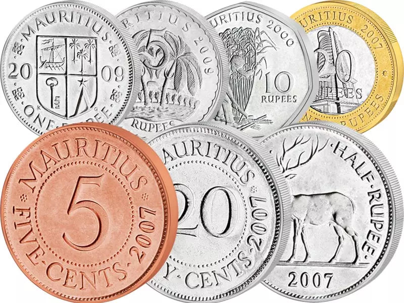 Coffret de pièces de 5 cents à 20 roupies mauriciennes (1987-2012)