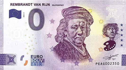 Billet de 0 euro Pays-Bas Rembrandt van Rijn 2023