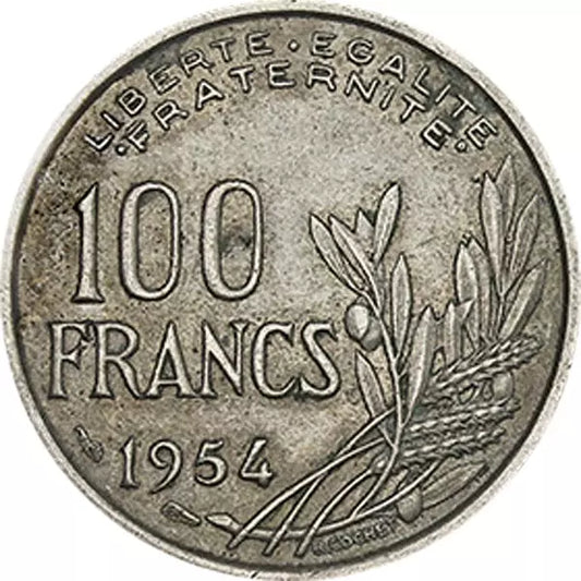 Pièces de monnaie françaises en circulation de 10 à 100 francs (1950-1959)