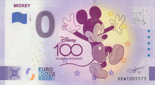 Billet de 0 euro commémorant les 100 ans de Disney 2023