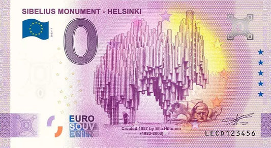 Billet de 0 euro Finlande Monument Sibelius Helsinki 2023