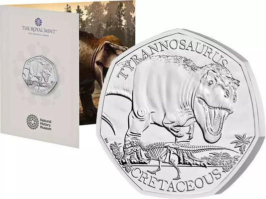 Pièce de 50 pence Dinosaures Grande-Bretagne - Tyrannosaure 2024