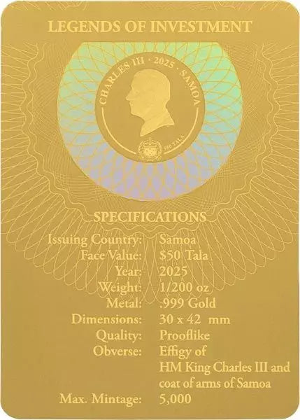 Légendes d'investissement de 50 Tala Samoa : Noble Note - Kookaburra 2025