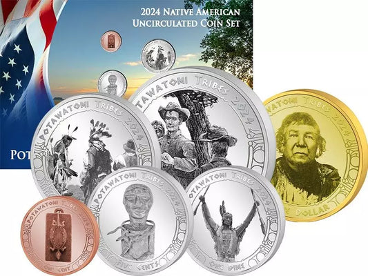Série de pièces de monnaie amérindiennes Potawatomi de 1 cent à 1 dollar (2024)