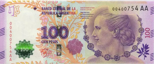 Billet de 100 Pesos Argentins Evita Peron 2017