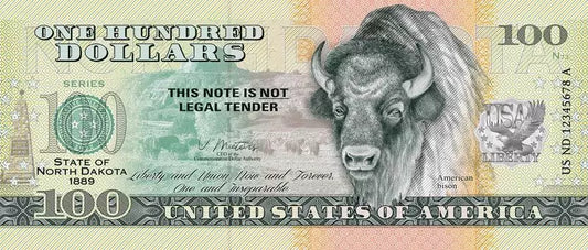 Billet de 100 dollars américains – Dakota du Nord (Bison) 2022