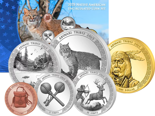 Série de pièces de monnaie amérindiennes abénaquises de 1 cent à 1 dollar (2025)