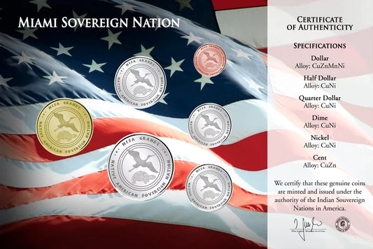 Série de pièces de monnaie amérindiennes de 1 cent à 1 dollar de Miami (2026)