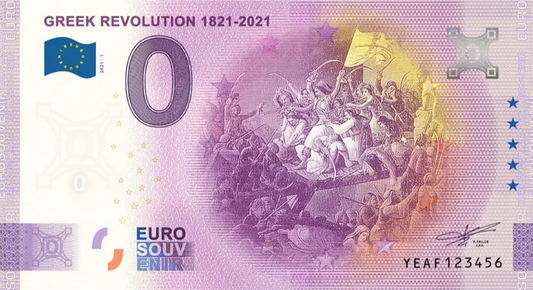 Billet de 0 euro Grèce 200e anniversaire de la révolution grecque 2021