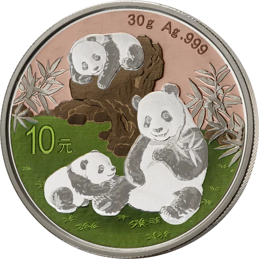 Pièce de 10 yuans de Chine, sélection Panda Premium 2025, ou rose et argent camée