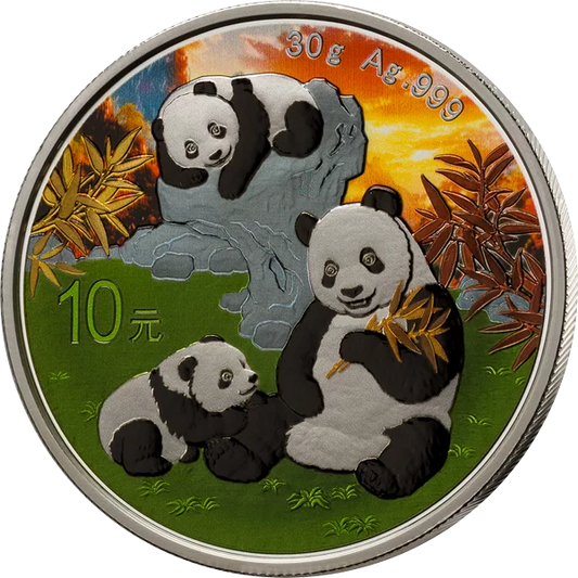 10 Yuan Sélection Panda Premium Chine 2025 avec application de couleur Chromonite