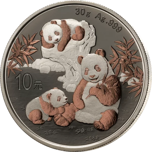 Pièce de 10 yuans de Chine, sélection Panda Premium 2025, en platine noir et or rose