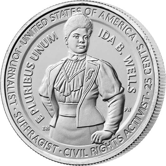 Pièce de 25 cents américains, à l'effigie d'une femme américaine, Ida B. Wells, 2025