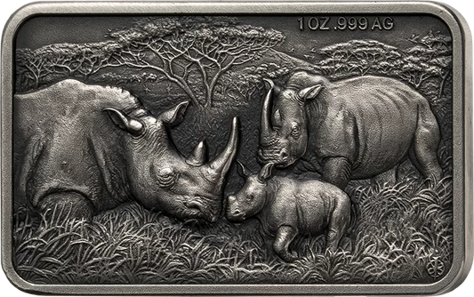 1 000 francs Bénin Famille de rhinocéros 2025