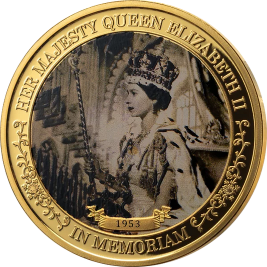 Pièce de 25 cents de la Barbade, commémorant le couronnement de la reine Elizabeth II en 1953. 2022