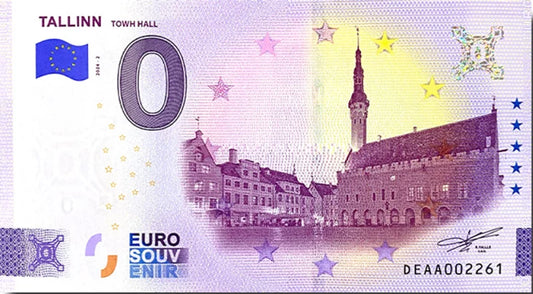 Billet de 0 euro, Estonie, Tallinn - Hôtel de ville, 2024