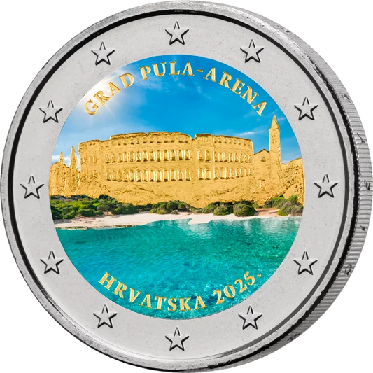 2 Euro Croatie Pula - Arena 2025 avec application couleur