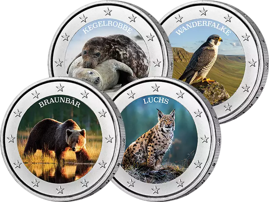 4 x 2 Euro Faune européenne 2026 avec application couleur