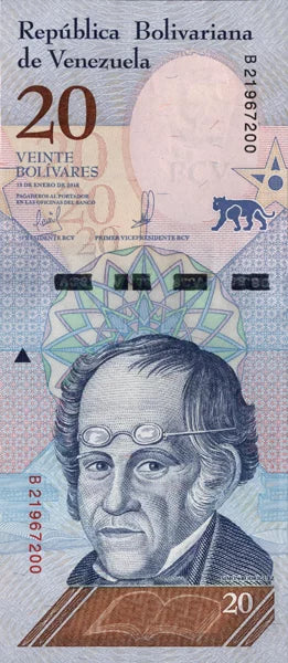 Billet de 20 bolivars vénézuéliens 2018