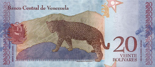 Billet de 20 bolivars vénézuéliens 2018