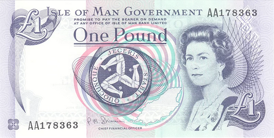 Billet de 1 livre sterling de l'île de Man, à l'effigie de la reine Elizabeth II, 2009