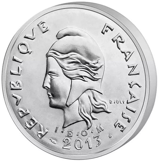 Pièces de monnaie de 1 à 100 francs en circulation en Nouvelle-Calédonie, 1972-2013