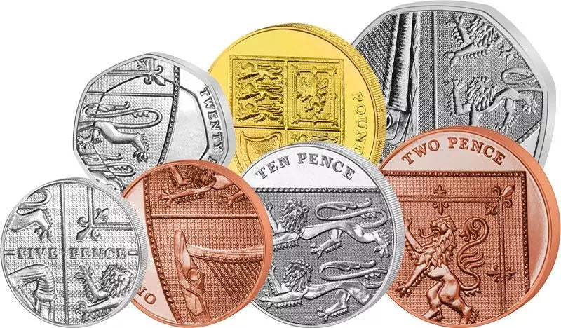 Pièces de monnaie de 1 pence à 1 livre sterling en circulation en Grande-Bretagne (2008-2012)