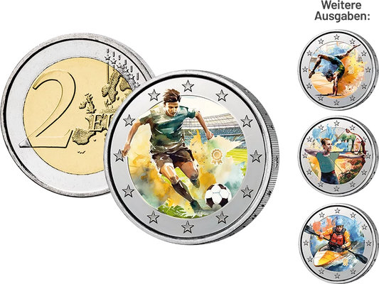 Collection : Pièces commémoratives de 2 euros en éditions d'artiste colorées - Sport
